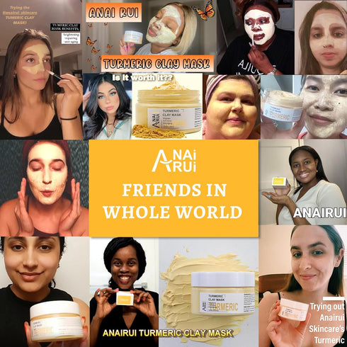 ANAI RUI Vitamin C Face Mask with Turmeric and Kaolin Clay for Dark Spots, Dull Skin, Skincare Facial Mask for Refining Pores and Controlling Oil,...