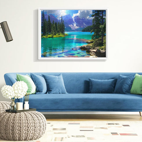 500 Pieces Puzzles for Adult Jigsaw Puzzle 500 Piece Puzzle Children Elderly Puzzle Mountain Forest Lake Puzzle Gift for Mom Dad Family Friend Fam...