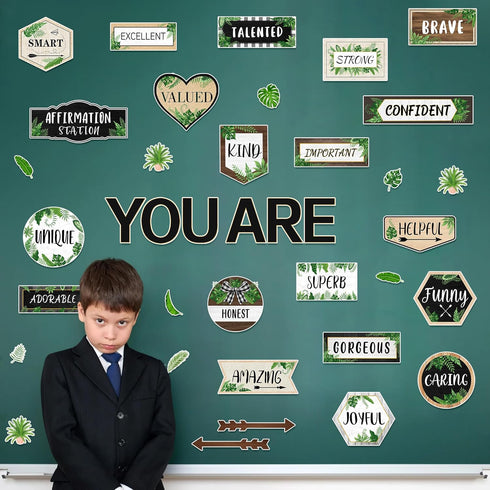 Bulletin Board Decoration Plant Farmhouse Welcome Bulletin Board Decor Set Postive Inspirational Motivational Cutouts Posters Kit Classroom School...