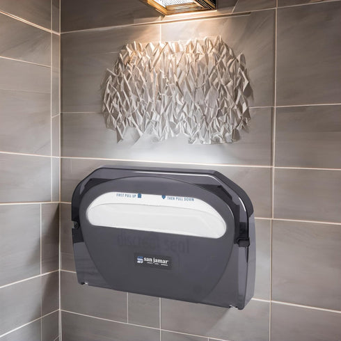 San Jamar TS510TBK Toilet Seat Cover Dispenser, Black Pearl...
