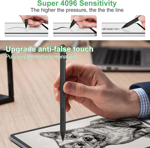 Stylus Pen for Microsoft Surface - 75 Day Battery Life+4096 Tilt Pressure+Touchscreen Pen Cap, Work for Surface Pro 9/8/7/6/5/4/3/X,Surface Go 3/B...