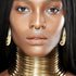 6 Pieces Gold African National Tribal Costume Accessories Set Long Neck Collar Necklaces Metal Bracelet Gothic Chunky Nose Hoop Chain Swirl Earrin...