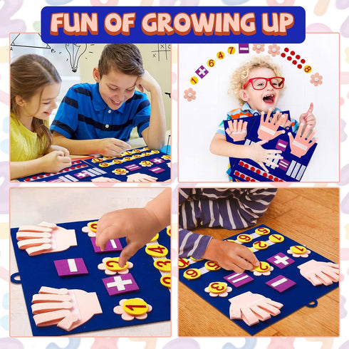 2 Handmade Felt Finger Toy Set Felt Math Toys Number Learning Counting Finger Boards Kindergarten Math Games Early Learning Toys Addition Subtract...
