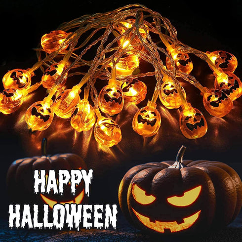 Halloween Pumpkin String Lights, 10 feet 20 LED Battery Powered 3D Jack-O-Lantern Halloween Decoration Lights for Indoor Outdoor Decor, Home Party...