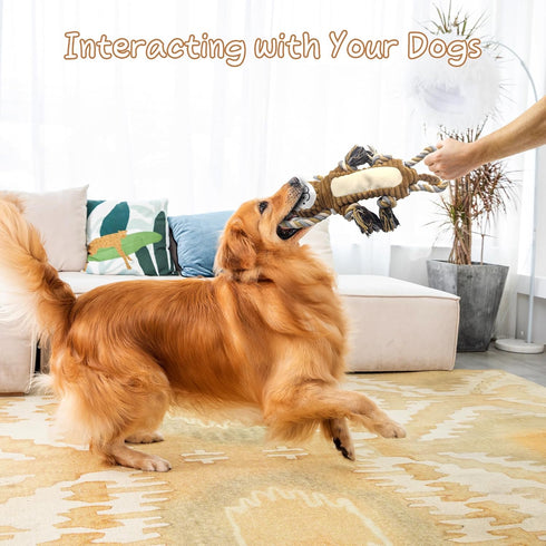 Squeaky Dog Toys, Interactive Tug of War Puppy Toys, Funny Plush Dog Chew Toys, Stuffed Dog Toys for Small,Medium and Large Dogs - Lion...