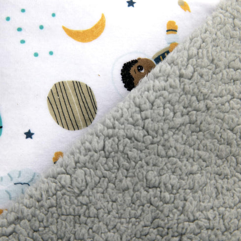 Plush Baby Blanket 30' x 40' Soft Fleece, Astronaut and Space Theme (Ashton) for Newborn & up, Grey...