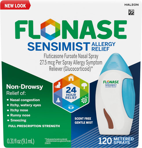 Flonase Sensimist Allergy Relief Nasal Spray for Non-Drowsy, 24-Hour Multi-Symptom Allergy Relief – 120 Sprays...