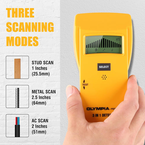 Olympia Tools 3 in 1 Stud Finder Wall Scanner, 88-237-0115, Yellow...