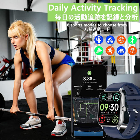 Bluetooth Smart Watch for Men Fitness Activity Tracker Compatible with iPhone Android Waterproof HD Full Touch Screen Smartwatch with Call Text Pe...