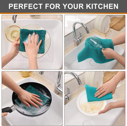 Kitinjoy 100% Cotton Kitchen Dish Cloths, 6 Pack Waffle Weave Ultra Soft Absorbent Dish Towels for Drying Dishes Quick Drying Kitchen Towels Dish ...