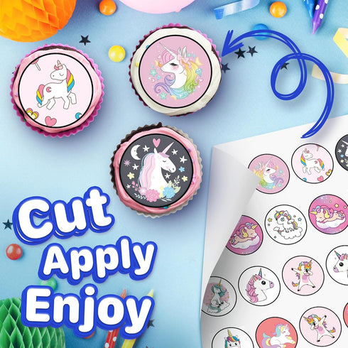 30 x Cupcake Toppers Themed of Unicorn Original Series Collection - Edible Cake Decorations | Uncut on Wafer Sheet...