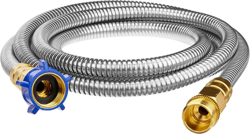 Tardigrade Steel Hose 5FT Metal Garden Hose Short - 304 Stainless Steel Water Hose 5 FT Dog Chew Crush Proof, Flexible, Heavy Duty Brass No Kink, ...