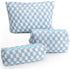 3 Pcs Makeup Bag Cosmetic Bag Set for Girls Women Checkered Travel Organizer Bathroom Toiletry Pouch Large Capacity Storage Bag (Blue-White)...