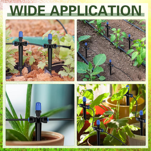 20 Pcs Drip Irrigation Emitters for 1/4 Inch Tubing Adjustable 360 Degree Water Flow Drippers with Stakes for Garden Greenhouse Lawn Watering Syst...