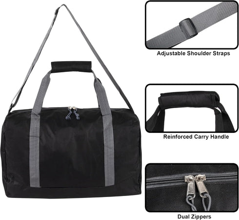 30 Liter, 17 Inch Canvas Duffle Bags for Men and Women – Travel Weekender Overnight Carry-On Shoulder Duffel Tote Bags (Black)...
