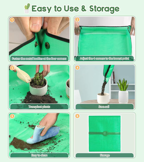 Repotting Mat for Indoor Plants Transplanting, 27 Inches Waterproof Potting Mat Foldable PE Gardening Mat Tray Gift for Plant Lovers - Green...