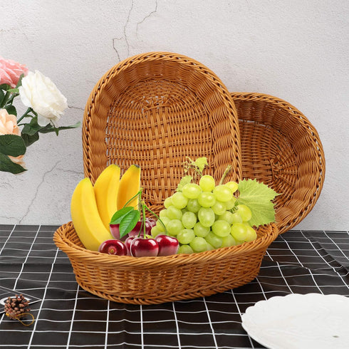 EUSOAR Wicker Basket, 12.2"x 7.9"x 2.8" 3pcs Tabletop Food Serving Baskets Trays, Bread Proofing Basket, Food Fruit Vegetables Sundries Storage Ba...