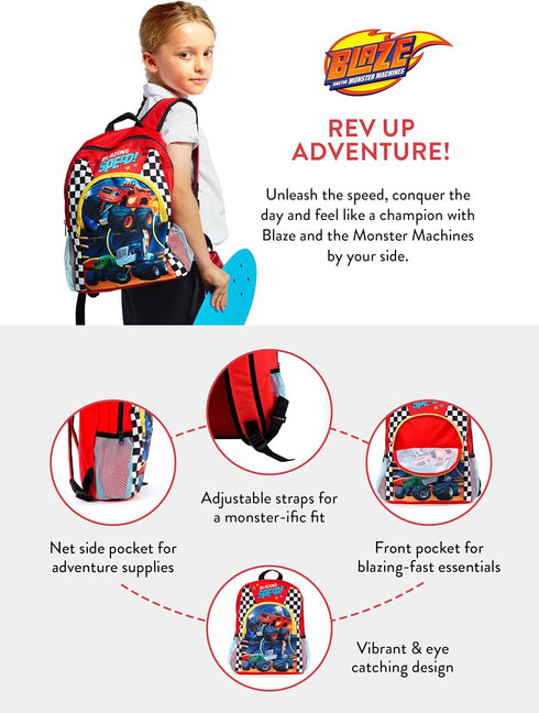 Blaze and The Monster Machines Backpack | Boys Backpacks | Monster Trunk School Bags for Kids...