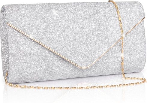 Larcenciel Clutch Purses for Women, Sparkling Envelope Evening Bag with Detachable Chain...
