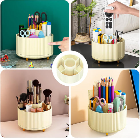 Makeup Brush Holder Organizer, 360° Rotating Makeup Brush Organizer, Cosmetics and Perfume Organizer, Desktop Storage Tray for Cosmetics and Skinc...