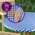 Sorfey Round Tablecloth -Fitted with Elastic, Vinyl with Flannel Back, Fits for Table 60 Inches Round,Water Proof, Easy to Clean, Checked Blue Des...
