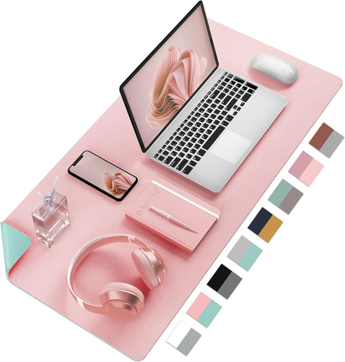 Aothia Double-Sided Desk Pad, Large Mouse Pad, Office Desk Mat, Non-Slip PU Leather Desk Blotter, Laptop Desk Pad, Waterproof Desk Writing Pad for...