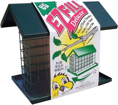 C&S Wild Bird EZ Fill Deluxe Single Snak/Suet Feeder with Roof & Platform...