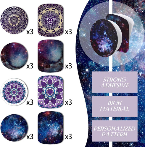 Weewooday 24 Pieces Metal Plates for Phone Magnet Car Magnetic Holder Cradle with Adhesive Mount for Magnetic Mounts Tablet, 12 Rectangle and 12 R...