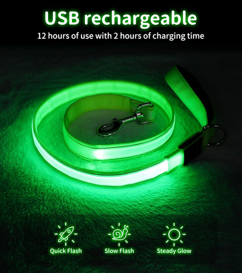 LED Dog Leash - Enhance Safety and Visibility | Reflective 4 FT Leash with Padded Handle | USB Rechargeable Light Up Leash for Dogs | Glow in The ...