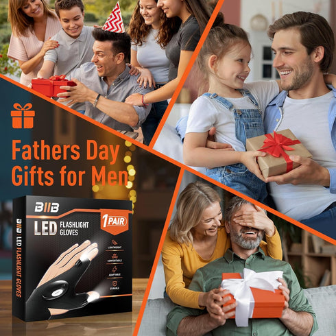 BIIB Gifts for Men, LED Flashlight Gloves Cool Gadgets Birthday Gifts for Men, Mens Gifts for Him Who Have Everything, Fishing Gifts for Men, Him,...