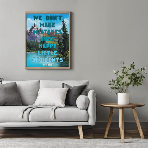 Posterizer 1 pcs-Happy Little Accidents-Bob Ross Quote-Landscape & Nature Art-Motivational & Inspirational Art-Gift for Art Lovers- unframed wall ...