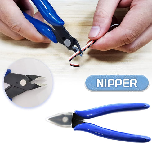 10 Pcs Professional Model Tools Kit 10 in 1 Adults Hobby Building Tools Set Basic Tools with Nippers Tweezers Needle Files Polishing Bars for Car ...