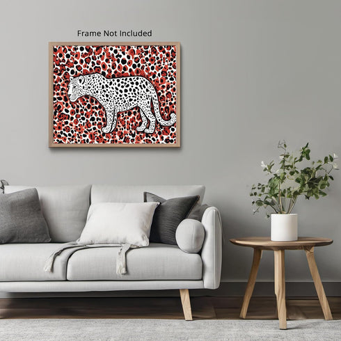 Posterizer 1 pcs- abstract leopard print with red background-Art for Animal Lovers-Abstract & Modern Art- Living Room Bedroom Decor- unframed wall...