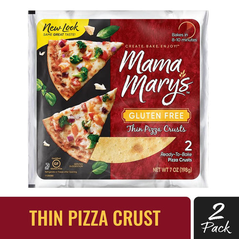Mama Mary's 7" Gluten Free Thin Crust Ready to Bake Pizza Crusts, 7 Ounce, 2 Crusts...