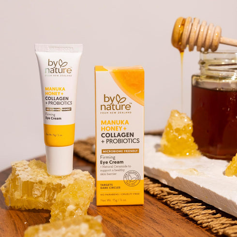 By Nature Eye Cream - Manuka Honey, Collagen, and Probiotics - Hydrating Under Eye Cream for Dark Circles - Skincare from New Zealand - .5oz...