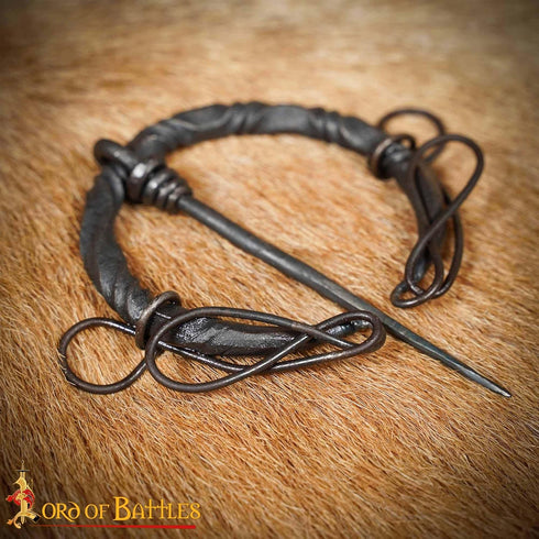 Iron Cloak Fibula with Knotted Ends Twisted Design Hand Forged Iron Functional Brooch/Clasp for Medieval Clothes LARP Cosplay Medieval Fantasy Eve...