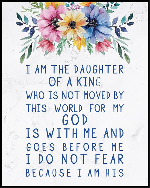 Posterizer 1 pcs-i am the daughter of a king-Bible verses-Kids Room Art-Religious Posters-Gifts for Christians-decor for Girls, Teens Bedroom- UNF...