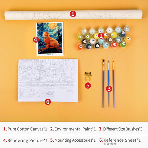 TUMOVO Paint by Number for Adults, DIY Oil Painting for Adults Kids Paint by Number Starry Night Cat Paint by Numbers for Beginner Adults Paint-by...