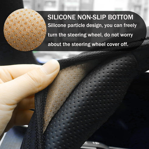 Steering Wheel Cover for Dodge Charger Durango Challenger Journey Ram Breathable Anti-Slip Leather Wheel Covers for Dodge Steering Wheel Accessori...