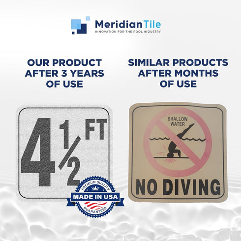 Aquatic Custom Tile, 4 1/2FT Pool Depth Markers, 6x6 Inches Vinyl Pool Stickers, Swimming Pool Number Markers, Pool Safety Signage, Adhesive Pool ...