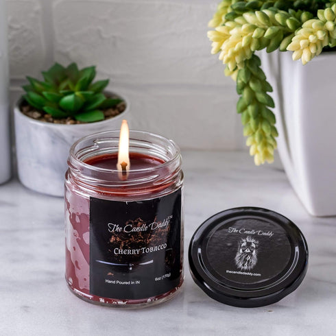 Cherry Tobacco Scented Candle - 6 Ounce Jar Candle...