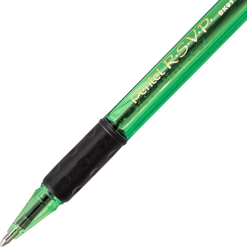 Pentel R.S.V.P. Razzle-Dazzle Ballpoint Pen, Medium Line, Green Barrel, Black Ink, Box of 12 (BK91RDD-A)......