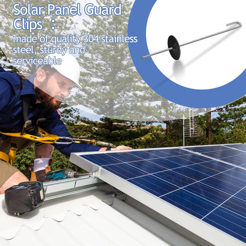 Solar Panel Guard Clips Animal Guard Fastener Clips Solar Panel Animal Guard Roll Kit Stainless Steel Fastener Clips for Solar Panel Bird Wire Pig...