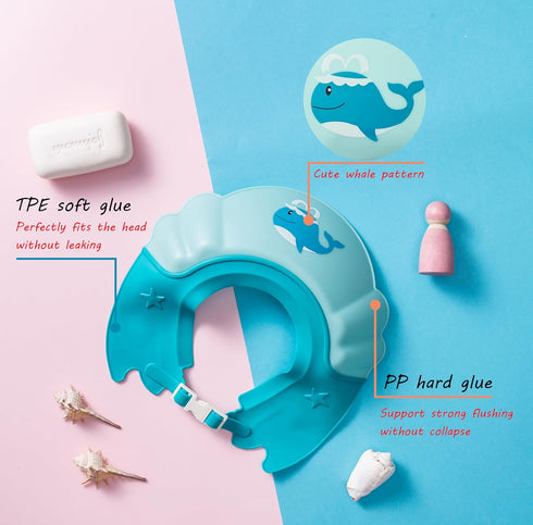 Baby Shower Cap Shield, Shower Cap for Kids, Visor Hat for Eye and Ear Protection for 0-9 Years Old Children,Cute whale shape Makes the Baby Bath ...
