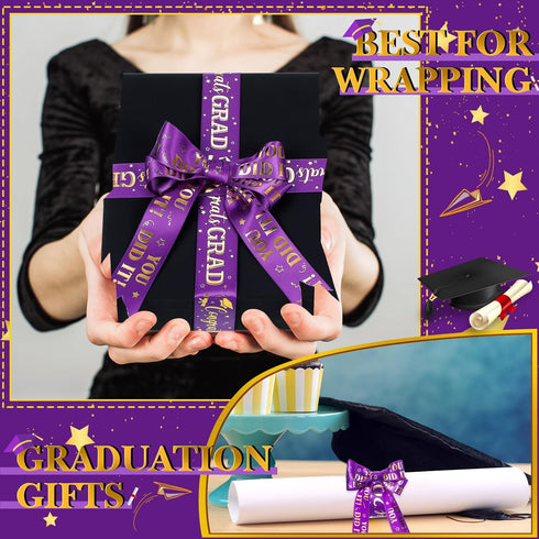 Moukeren 3 Roll Class of 2024 Graduation Ribbon Graduation Party Favors Decor 1 Inch Congratulations Ribbon DIY Congrats Grad Ribbon Art Fabric Ri...