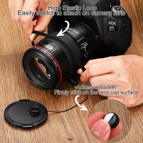 PATIKIL Camera Lens Cap Keeper, 12Pcs Elastic Lens Cover Tether Leash with Cloth for DSLR SLR Camera Mirrorless Lenses Prevent Lens Cap Lost for N...