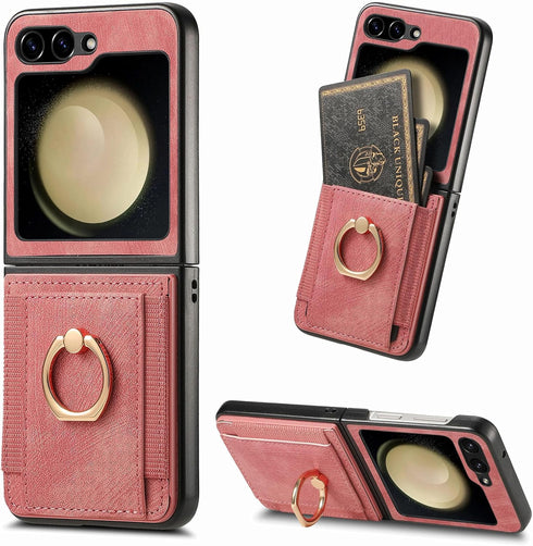 Asuwish Compatible with Samsung Galaxy Z Flip 5 5G 2023 Wallet Case and Card Slot Full Body Protective Case Metal Ring Holder Stand Kickstand Cell...