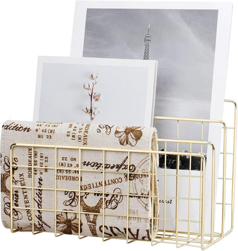 Desktop Mail Organizer File Organizer Metal Wire Mail Sorter Letter Organizer Magazine Rack for Letters, Mails, Books, Postcards, Brochures, Mail ...