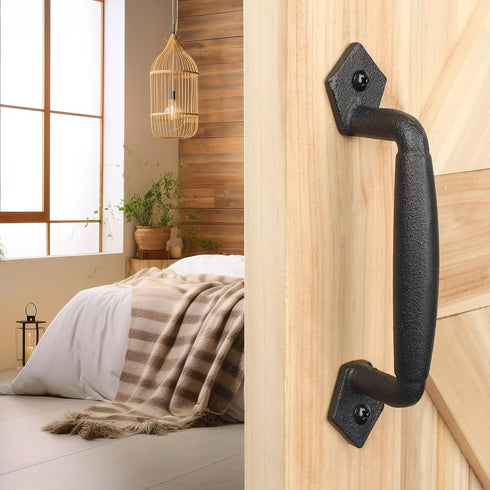 Sliding Rustic Barn Door Handles, 8 Inch Heavy Duty Large Design Barn Door Pull, for DIY Sliding Barn Door, Gate, Shed, Garage | Round Solid Metal...