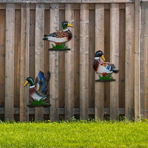 Mallard Metal Wall Decor 9 Inch Wall Art Hanging Green Duck Wall Decoration Mallard Wall Sculpture Outdoor Article Craft for Garden Patio Fences B...